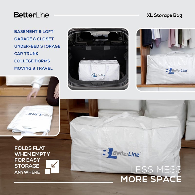 BETTERLINE Extra Large Storage Bag - Heavy Duty 45x22x16 Inches Huge Tote Duffel with Max Load of 100 lbs. (45kg) - Tear-resistant & Water-resistant Polypropylene Woven Cloth, With Zippers - Image 3